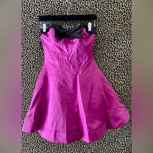 Y2K NWT Betsey Johnson Pink Strapless Dress with Black Bow